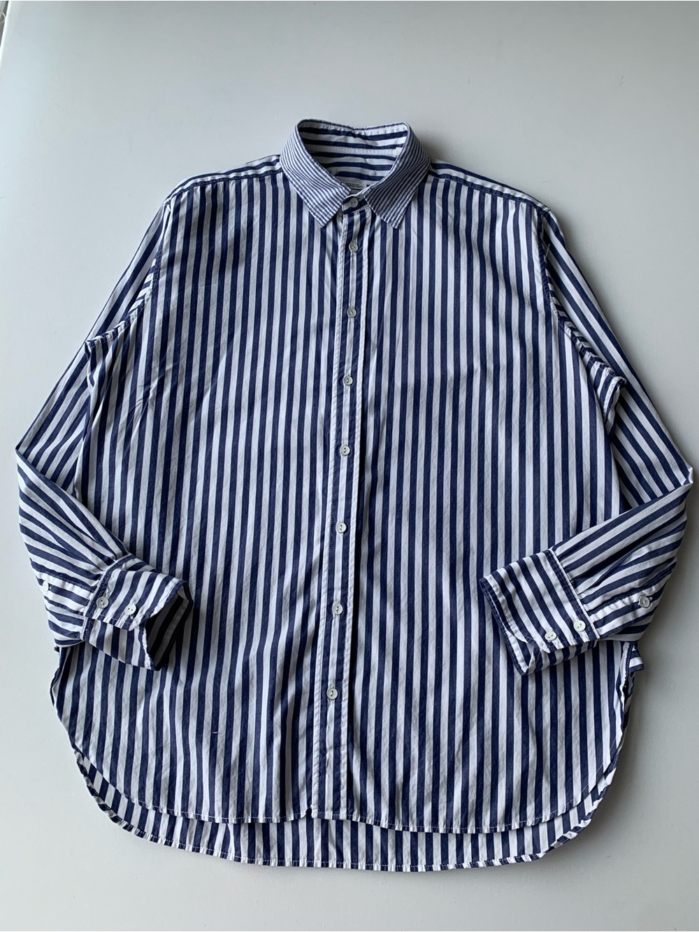 Rag & Bone Women Blue and White Vertical Stripe Dress Shirt size l - Picture 4 of 12